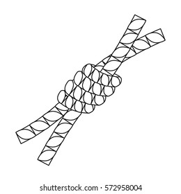 Node lasso icon in outline style isolated on white background. Rodeo symbol stock vector illustration.