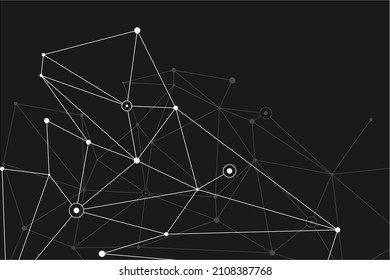 Node And Line Scientific Concept. Business Network Research Illustration. Space On Cybernetic Pattern.