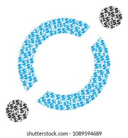 Node link mosaic of dollars and spheric points. Vector dollar signs are arranged into node link illustration.