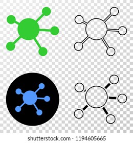 Node links EPS vector pictograph with contour, black and colored versions. Illustration style is flat iconic symbol on chess transparent background.