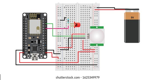 node mcu or wifi with pir sensor illustration 