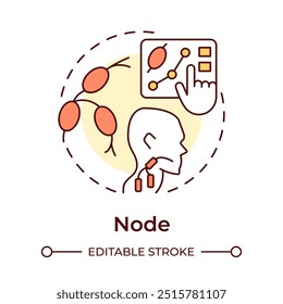 Node multi color concept icon. TNM system. Swollen lymph nodes. Immune system organ. Cancer screening. Round shape line illustration. Abstract idea. Graphic design. Easy to use in article