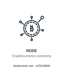 Node outline vector icon. Thin line black node icon, flat vector simple element illustration from editable cryptocurrency economy and finance concept isolated stroke on white background