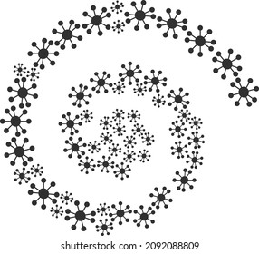 Node relations icons are formed into spiral mosaic structure. Abstract cycle combined from randomly allocated node relations items.