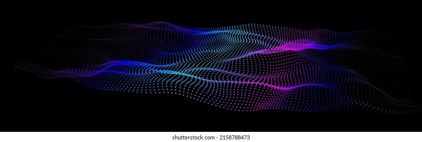 Node waveform topology. Infinity hud big data vibrate. Science bulge hills. Field of cyber dot array. 3d sea points. Grid structure of information flow.