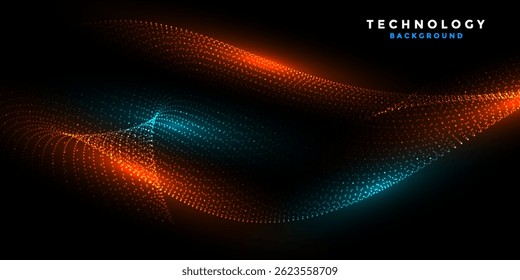 Node waveform topology. Infinity hud big data vibrate. Science bulge hills. Field of cyber dot array. 3d sea points. Grid structure of information flow.
