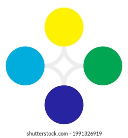 Nodes (circles) with connections. Interconnected circles infographics, presentation template element