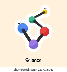 Nodos conectados entre sí haciendo estructura molecular, pegatina plana de la ciencia 