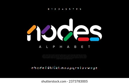 Nodes creative modern urban alphabet font. Digital abstract moslem, futuristic, fashion, sport, minimal technology typography. Simple numeric vector illustration