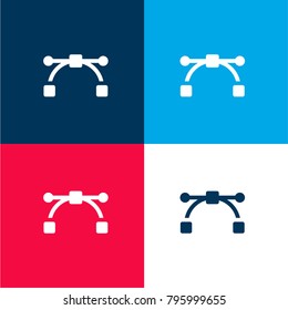Nodes four color material and minimal icon logo set in red and blue