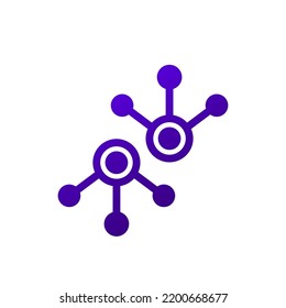 icono de nodos en blanco, vector