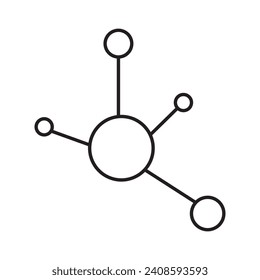 Nodes Icon.Connected nodes icon, linear design of topology.molecule structure network nodes graph icon. Nodes icon vector isolated on white background