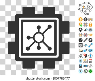 Nodes Mining Pool icon with bonus bitcoin mining and blockchain clip art. Vector illustration style is flat iconic symbols. Designed for bitcoin ui toolbars.