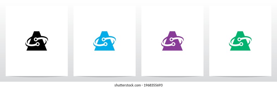 Nodes Orbitting Letter Logo Design A