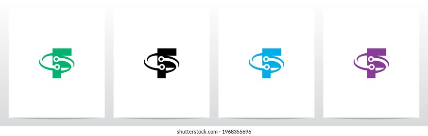 Nodes Orbitting Letter Logo Design F