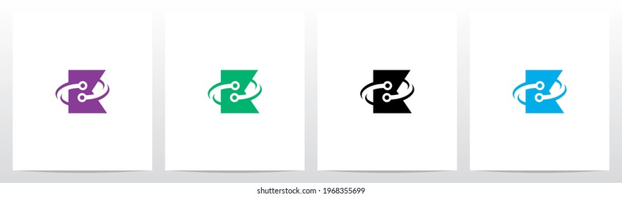 Nodes Orbitting Letter Logo Design K