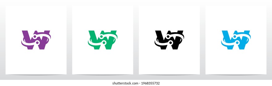 Nodos Orbitando el diseño del logotipo de la letra W