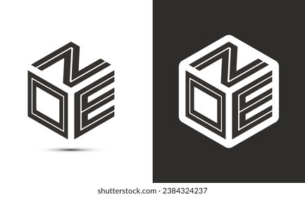 NOE letter logo design with illustrator cube logo, vector logo modern alphabet font overlap style. Premium Business logo icon. White color on black background