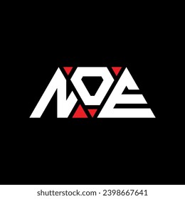 NOE triangle letter logo design with triangle shape. NOE triangle logo design monogram. NOE triangle vector logo template with red color. NOE triangular logo Simple, Elegant, and Luxurious design.