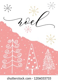Noel card. Sketch doodle vector illustration. Hand drawn holiday design.