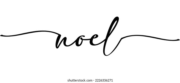 Noel - Continuous one line calligraphy with Single word quotes. Minimalistic handwriting with white background.