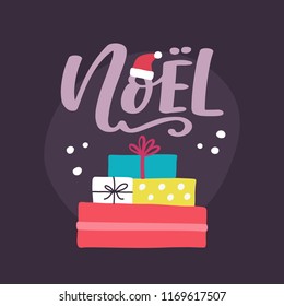 Noel. Hand lettered vector Christmas illustration 