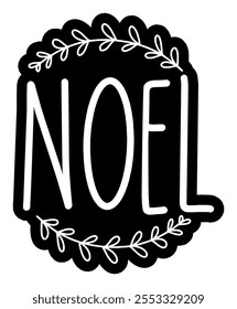 noel merry christmas black vector graphic design and cut file