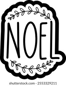 noel alegre natal preto vetor gráfico design e cortar arquivo