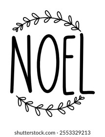 noel merry christmas black vector graphic design and cut file