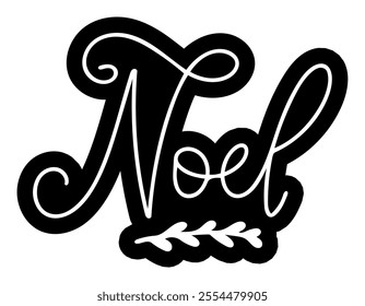 noel merry christmas black vector graphic design and cut file