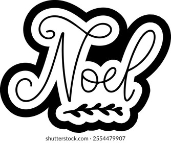 noel merry christmas black vector graphic design and cut file