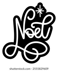 noel merry christmas black vector graphic design and cut file