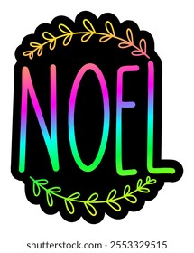 noel merry christmas colorful bright rainbow graphic design