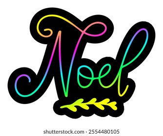 noel merry christmas colorful bright rainbow graphic design