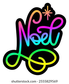 noel merry christmas colorful bright rainbow graphic design