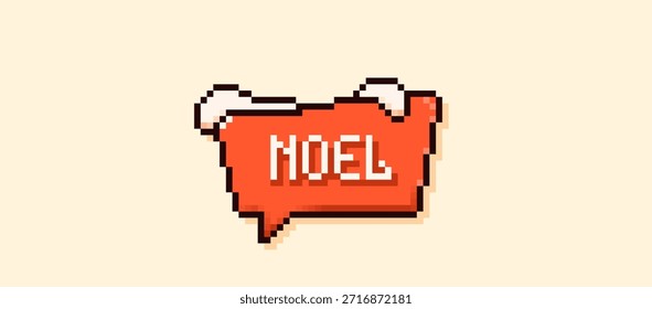 Noel Pixel Art Speech Blase mit Schneehaufen.