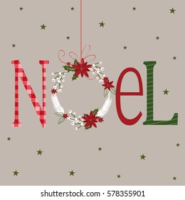 Noel with wreath design