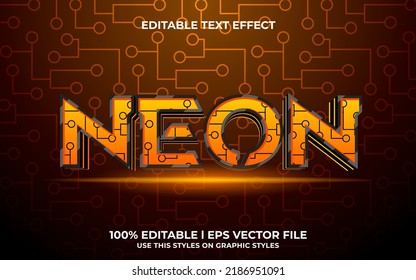noen 3d text effect with cyber theme. orange typography template for modern tittle