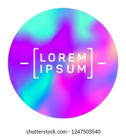 Noen circle frame of holographic gradient texture with blur effect. Round gradient modern abstract background. Vibrant fluid colors circle for screen or mobile app. Button design element.