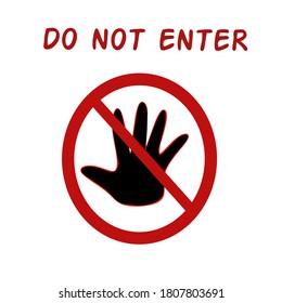 
no-entry symbol with a five-finger stop illustration