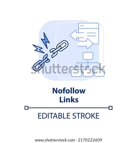 Nofollow links light blue concept icon. Search engine optimization principle abstract idea thin line illustration. Isolated outline drawing. Editable stroke. Arial, Myriad Pro-Bold fonts used