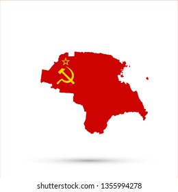Nogais ethnic territory (Russia) map in Union of Soviet Socialist Republics (USSR) flag colors, editable vector.