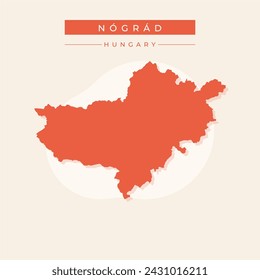 Nograd county map, administrative district of Hungary. Vector illustration.
