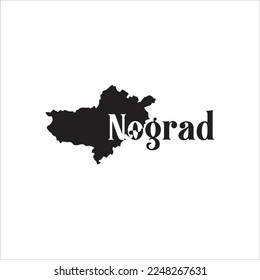 Nograd map and black lettering design on white background