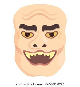 Noh japan mask icon cartoon vector. Face festival. Angry god