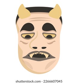 Noh mask icon cartoon vector. Japan face. Kabuki festival