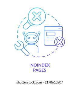 Noindex pages blue gradient concept icon. Exclude pages from search results. SEO principle abstract idea thin line illustration. Isolated outline drawing. Myriad Pro-Bold font used