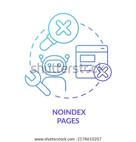 Noindex pages blue gradient concept icon. Exclude pages from search results. SEO principle abstract idea thin line illustration. Isolated outline drawing. Myriad Pro-Bold font used
