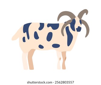 Noirfolk horned sheep breed vector illustration