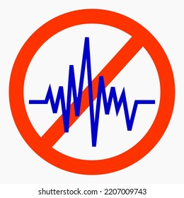 Noise ban. No noise. Volume ban. Keep quiet. Quiet. Silence. Vector icon.